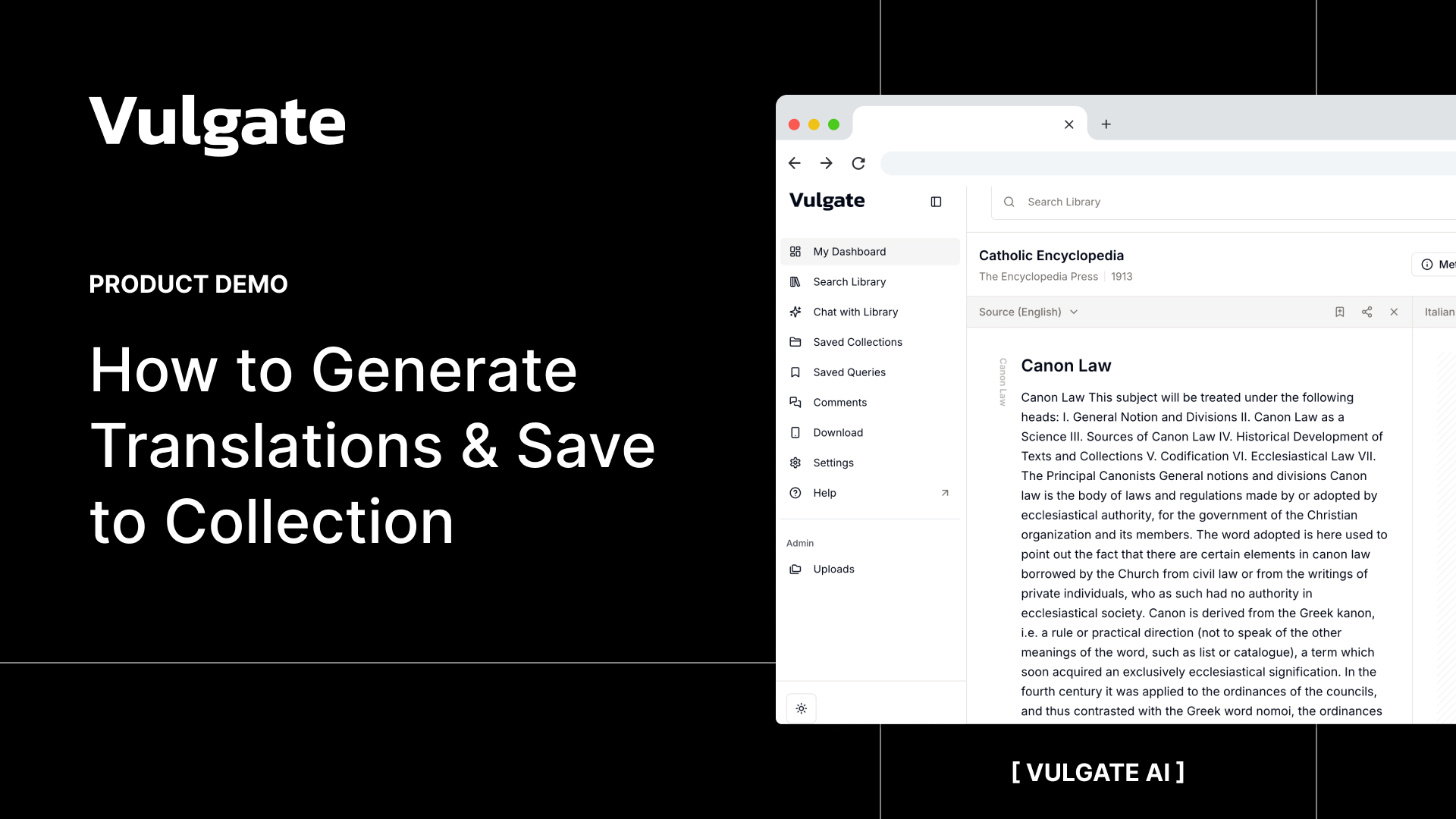 How to Generate Translations & Save to Collection: Vulgate AI Tutorial
